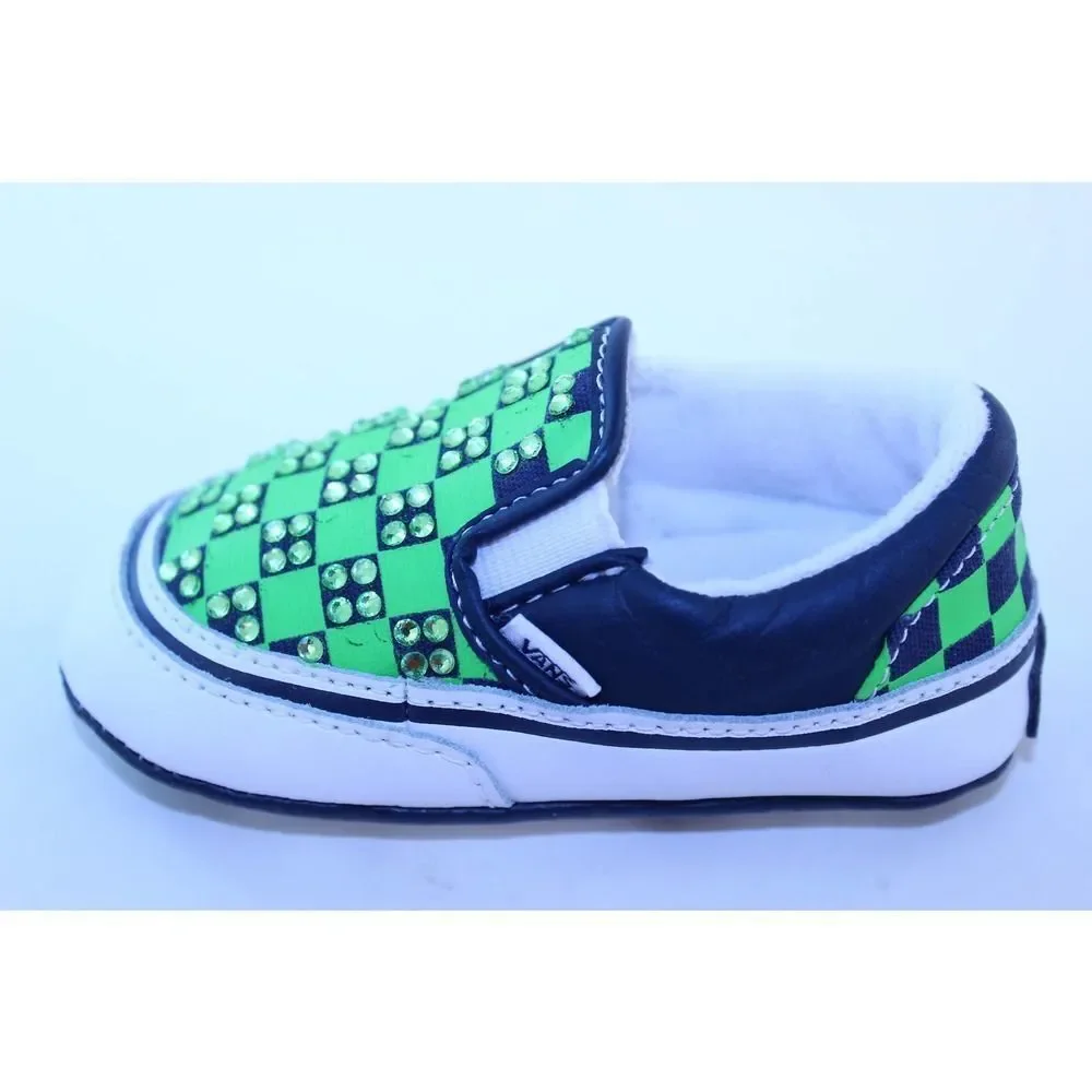 Vans Navy Green Crystal Rhinestone Sneakers Crib 4